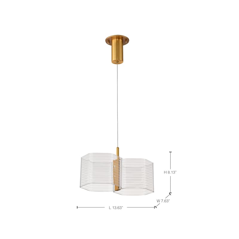 Kenzo LED 2 Light Mini Pendant Polished Anodized Bronze Finish Light Guide Panel - Polished Anodized Bronze