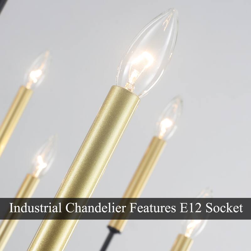 31.29" Wide Farmhouse Chandelier, 12-Light Classic Candle Chandelier for Dining Room Living Room Bedroom Kitchen