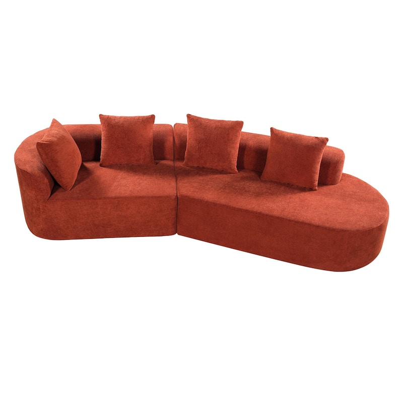 116" Curved Sectional Sofa with Pillows, No Assembly Required