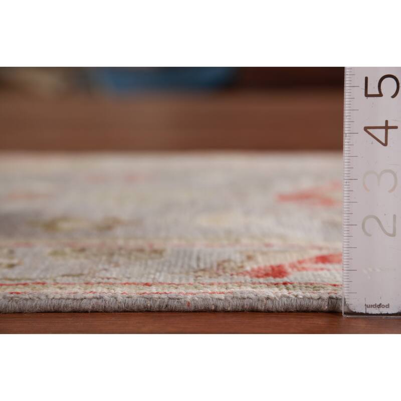 Hand Knotted Oriental 100% Wool Carpet Transitional All-Over Greys & Charcoal Oushak Runner Rug - 9' 8'' X 2' 8''