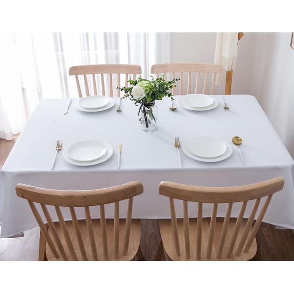 slide 2 of 4, Fabstyles Hotel Solid White Cotton Tablecloth 54x72