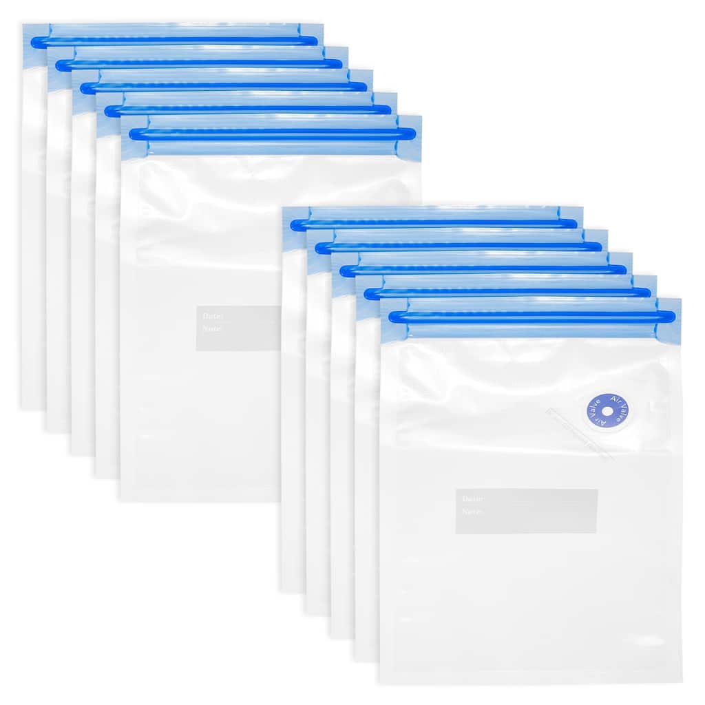 10pcs Sous Vide Bags Reusable Vacuum Food Storage Zipper Bags 22cm x 16cm - White