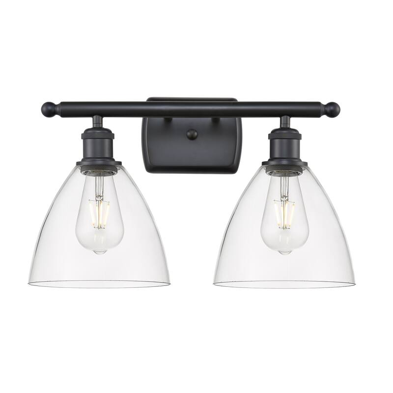 Innovations Lighting Bristol Glass - 2 Light 18" Bath Vanity Light - Clear/Matte Black Finish