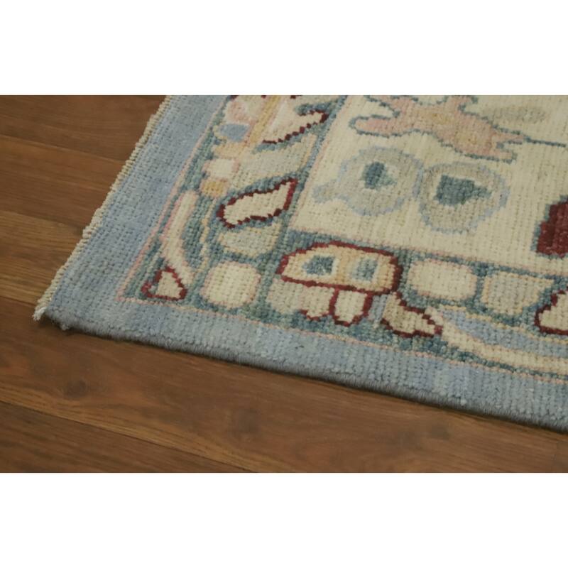 Vegetable Dye Wool Oushak Turkish Area Rug, Medallion Geometric Carpet - 11' 9'' X 9' 0''