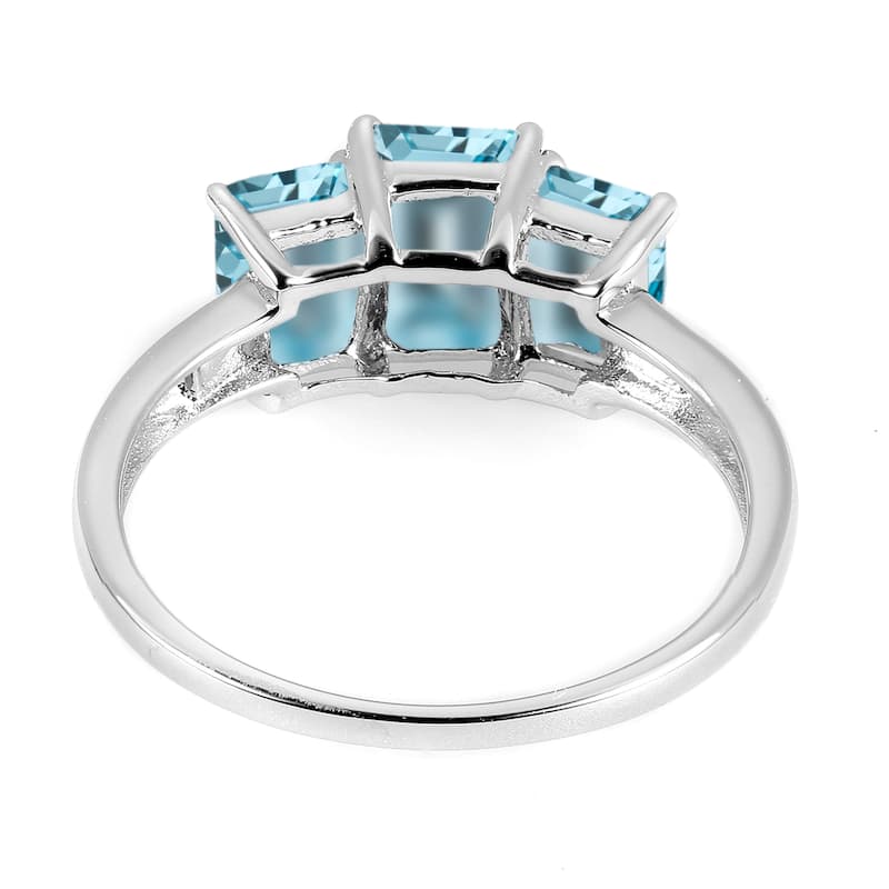 925 Sterling Silver Sky Blue Topaz 3-Stone Ring
