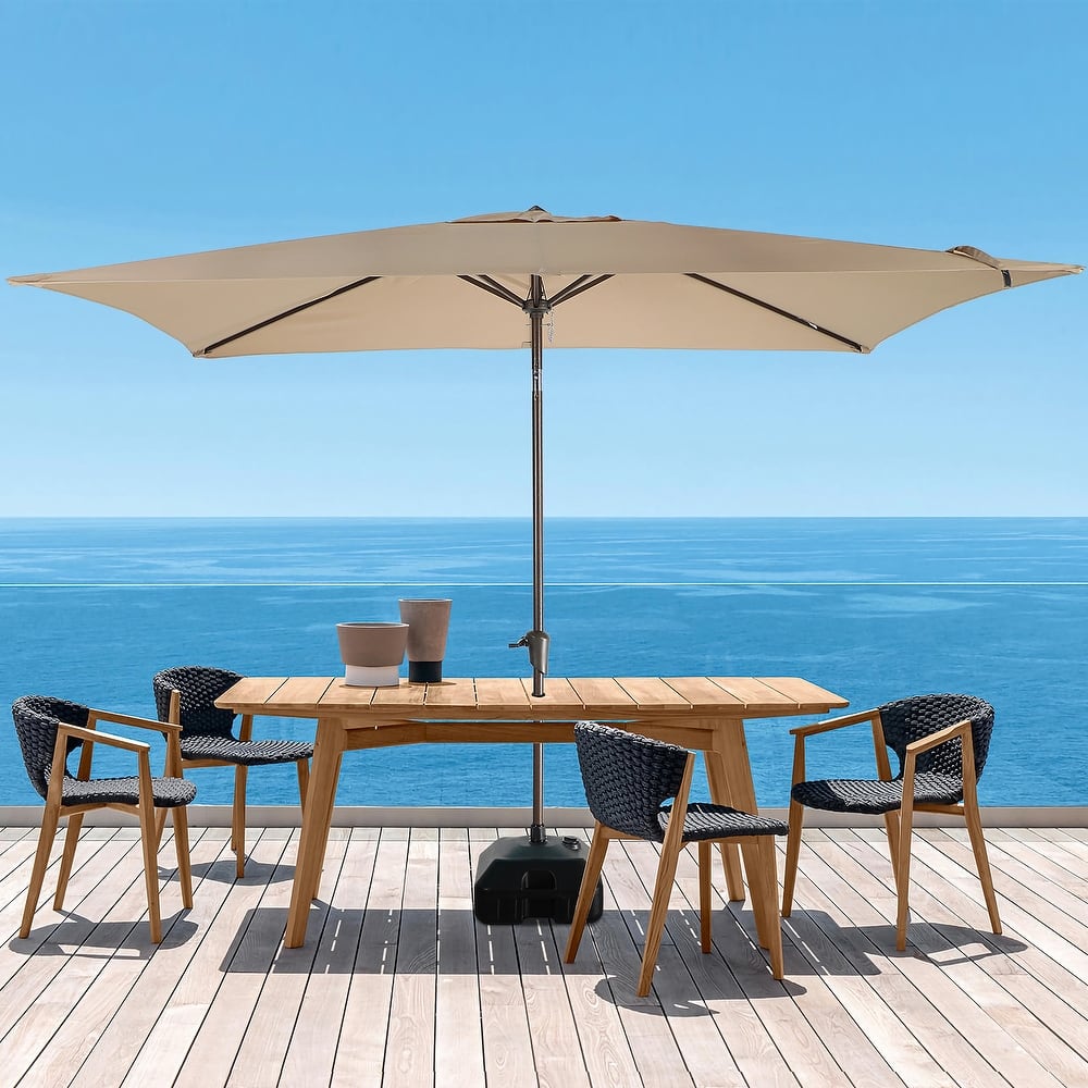 10’ x 6.5’ Tilt and Crank Rectangular Patio Umbrella with Base Stand