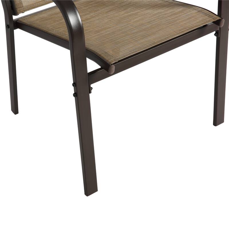 Patio Set with Rectangular Table & 6 Stackable Textilene Chairs, 7 Pcs