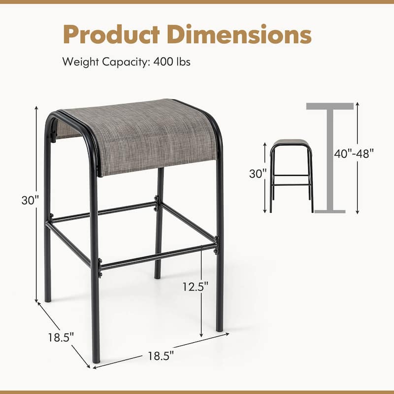 Gymax 4PCS 30'' Bar Height Bistro Stools Outdoor Bar Stools w/