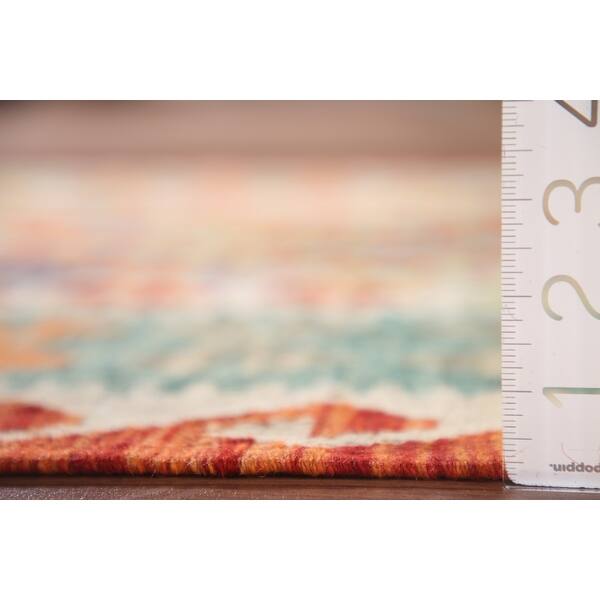 Southwestern Multi-Color Kilim Rug Hand-Woven Wool Carpet - 4'0