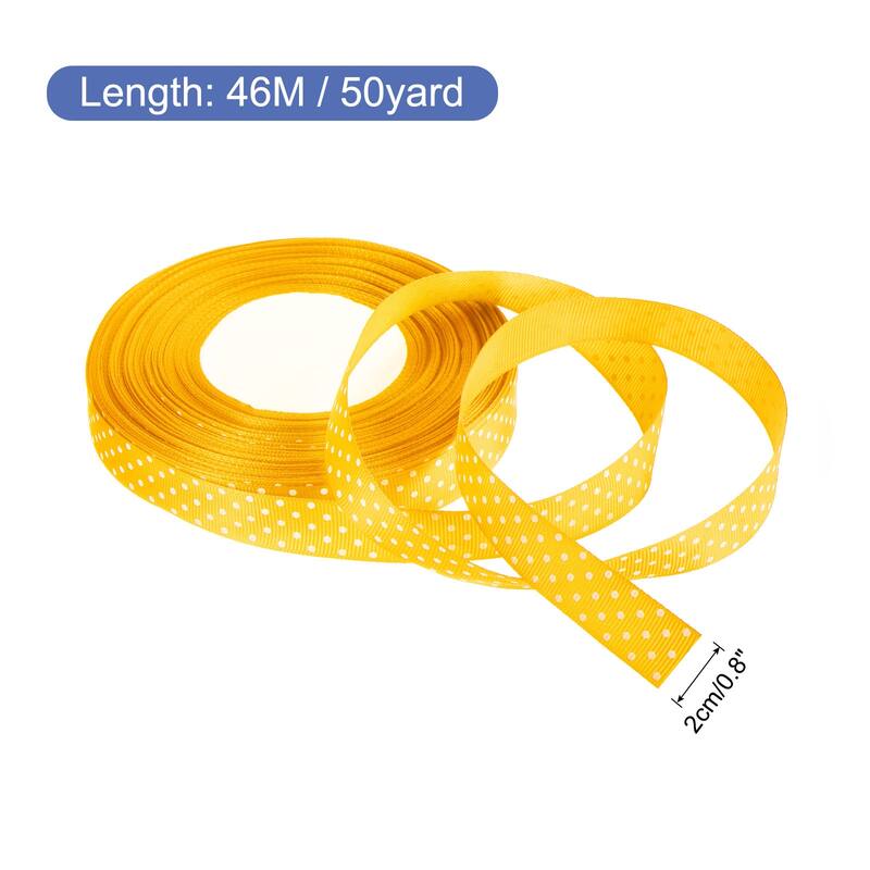 Grosgrain Ribbons with Dots Ribbon Bow Decoration - Gold - 50 Yards 3/4 Inch