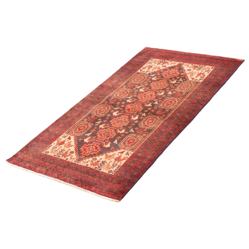 ECARPETGALLERY Hand-knotted Royal Baluch Black, Red Wool Rug - 3'3 x 6'1