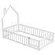 preview thumbnail 15 of 25, Twin Size House-Shaped Headboard Floor Bed with Fence and Small Door