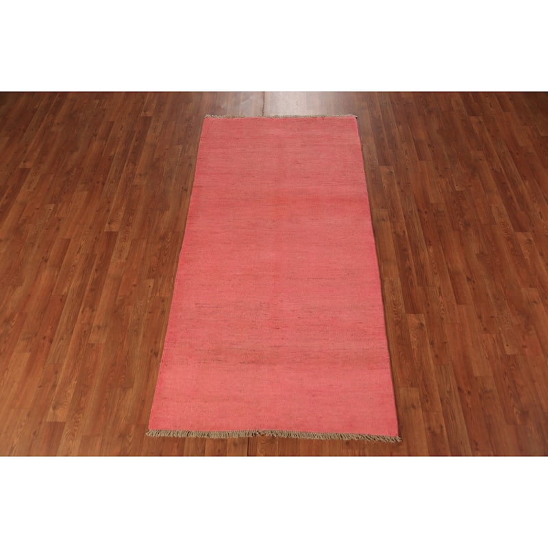 Pink Gabbeh Oriental Runner Rug Handmade Wool Carpet - 3'4" x 6'7"