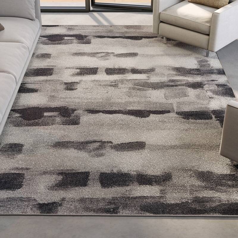 Domani Clouds Black & White Modern Rug