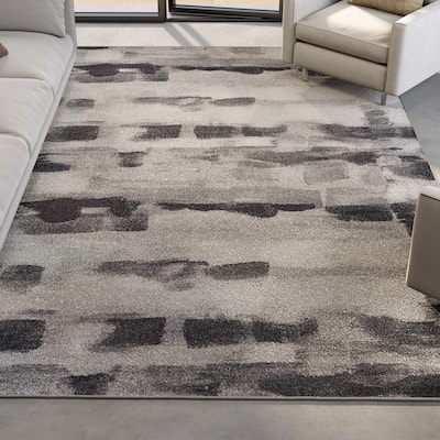 Domani Clouds Black & White Modern Rug