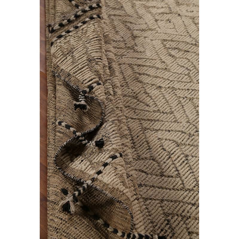 Earth Tone Moroccan Area Rug Handmade Geometric Wool Carpet - 8'9"x 12'10"
