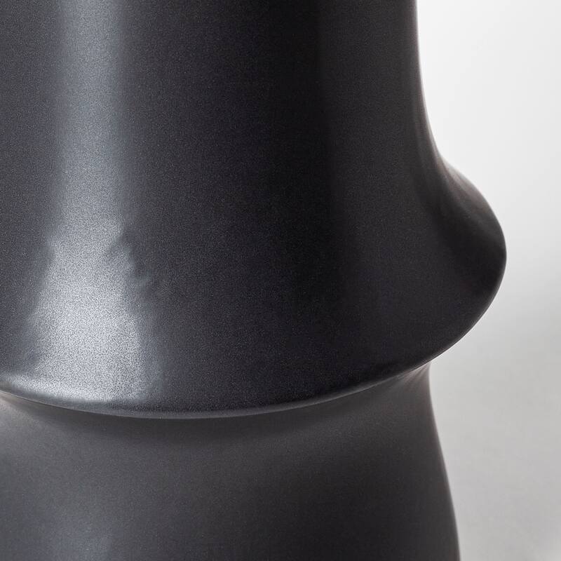 Tall Matte Black Ceramic Table Vase 17-Inch Modern Cylinder Decor for Living Room - 6" x 6" x 17"