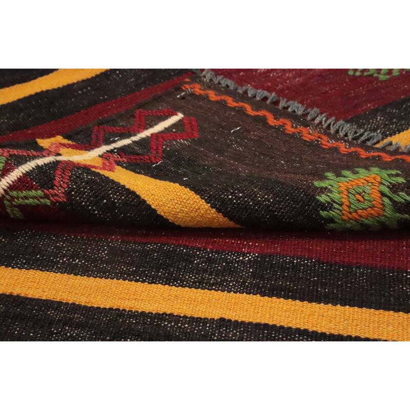 Hand Woven Oriental 100% Wool Carpet Southwestern Tribal Multi-Colored Kilim Area Rug - 11' 5'' X 5' 7''
