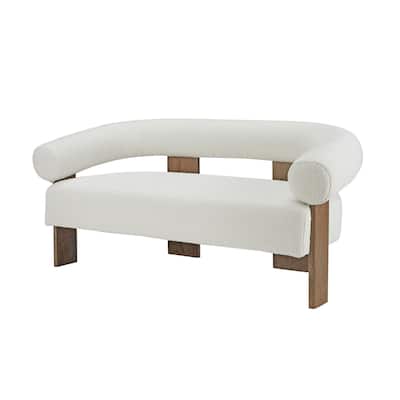 Modrest Aledo Modern Off-White Fabric & Oak Loveseat