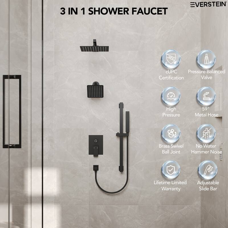 Dual Shower Head System with 10" High Pressure Handheld Spray And Slide Bar
