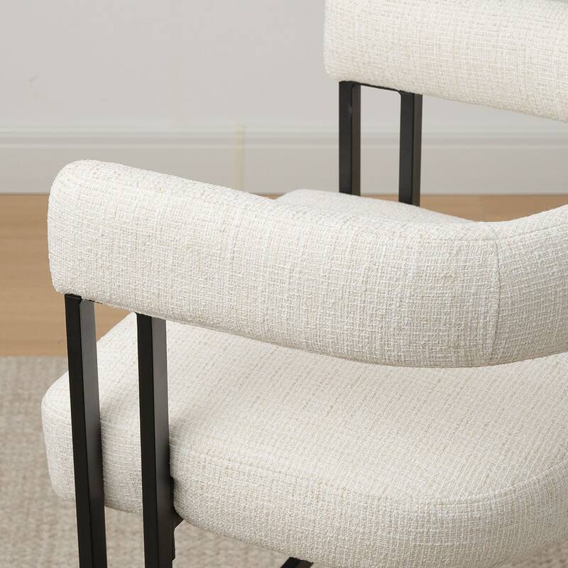 25" Seat Height Upholstered Tweed Black Matel Counter Stool