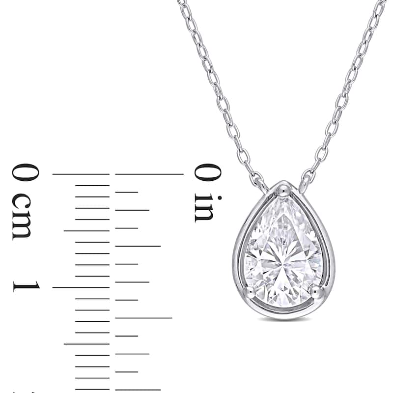Miadora 2ct DEW Created Moissanite Teardrop Necklace Sterling Silver