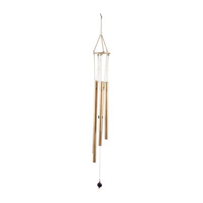 34" Metal Wind Chimes Contemporary Gold Pipe Outdoor Wind Chime Bells Peaceful Home or Deck Decor Beautiful Gift - 4" x 4" x 43"
