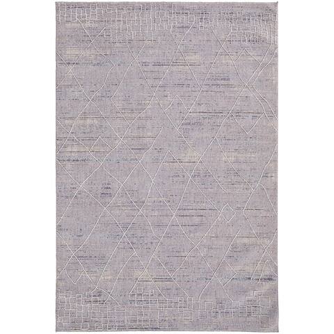 Edwardo Moroccan Linear Gray/Ivory Area Rug