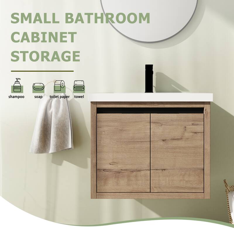24" Floating Bathroom Vanity with Sink, Wall Mounted Bathroom Vanity with Soft Close Door