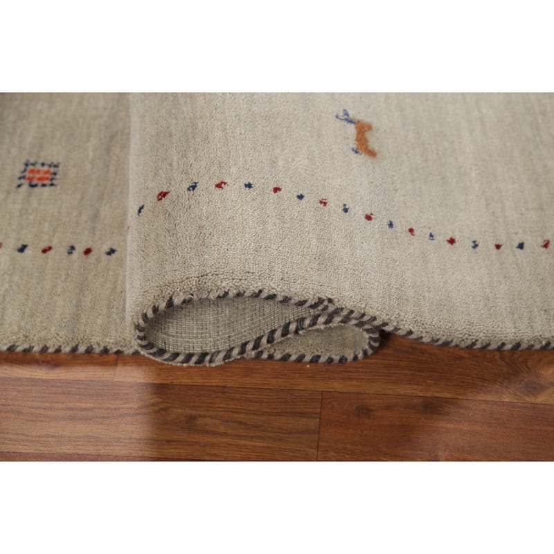 Tribal Animals Gabbeh Oriental Area Rug Handmade Wool Carpet - 4'7"x 6'5"