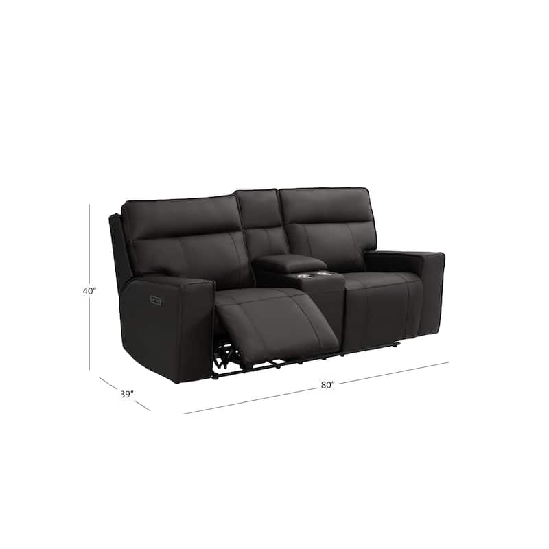Abbyson Layton Top Grain Leather Dual Power Reclining Loveseat