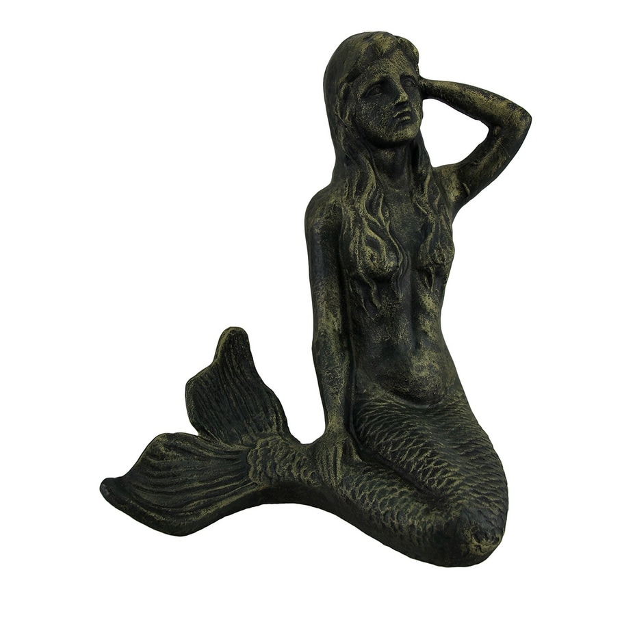 Cast Iron Dreaming Mermaid Figure Nautical Garden Decor Statues Home Kitchen