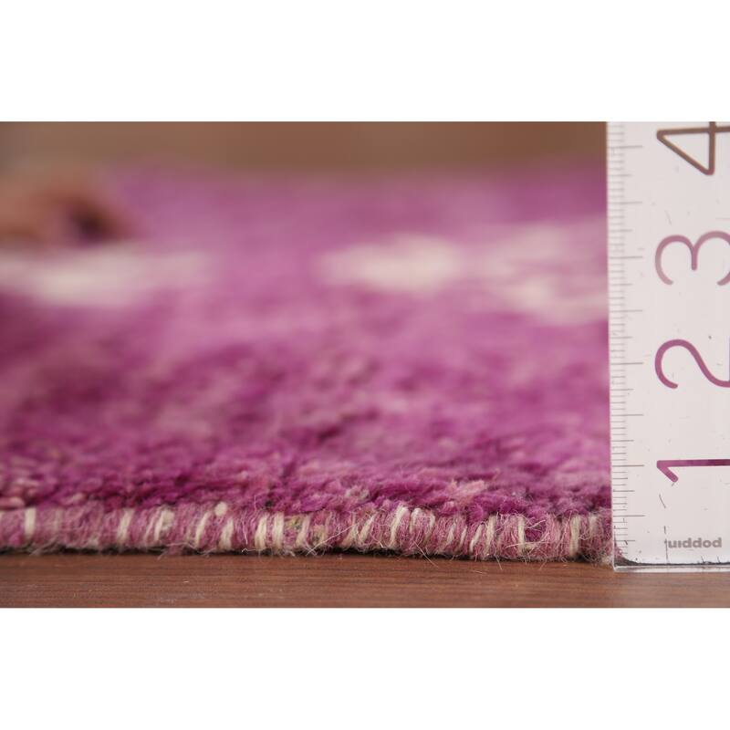 Purple Plush Moroccan Accent Rug Hand-Knotted Wool Carpet - 3'0" x 5'5"