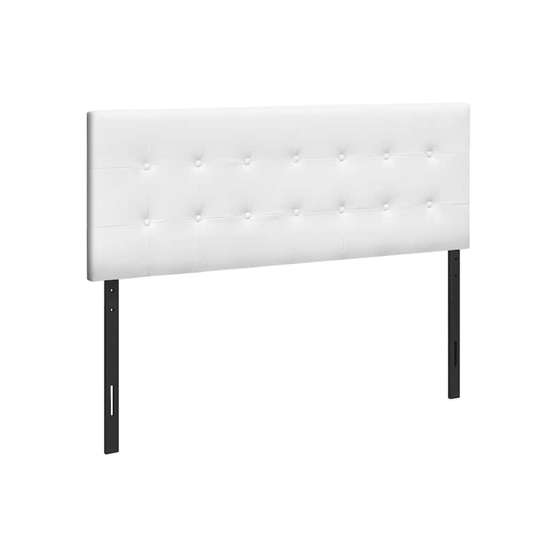 Queen Size Upholstered Headboard, White Leather Look
