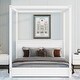 preview thumbnail 1 of 16, Modern Canopy Platform Bed with Headboard - Solid Pine Construction