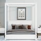 preview thumbnail 21 of 22, Modern Queen/Full Size Canopy Platform Bed with Headboard and Support Legs - Natural Finish, Sturdy Pine Wood Construction