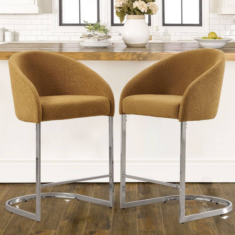 26" Fabric Upholstered Counter Height Bar Stools with Arms - 37" H x 22.4" W x 22" D
