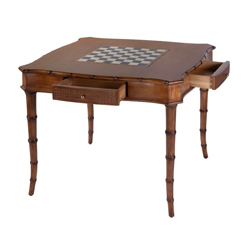 Osman 36 in. W Square Wood Chess-Checker Board Game Table with Storage Drawers