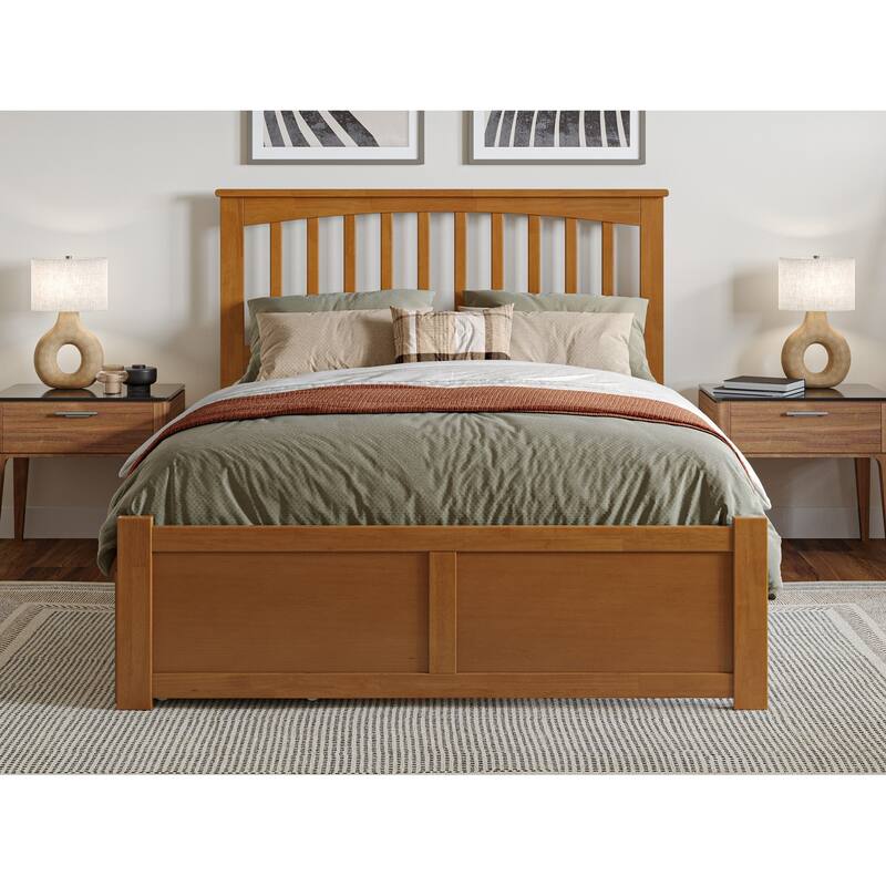Mission Platform Bed with Footboard and Storage Drawers