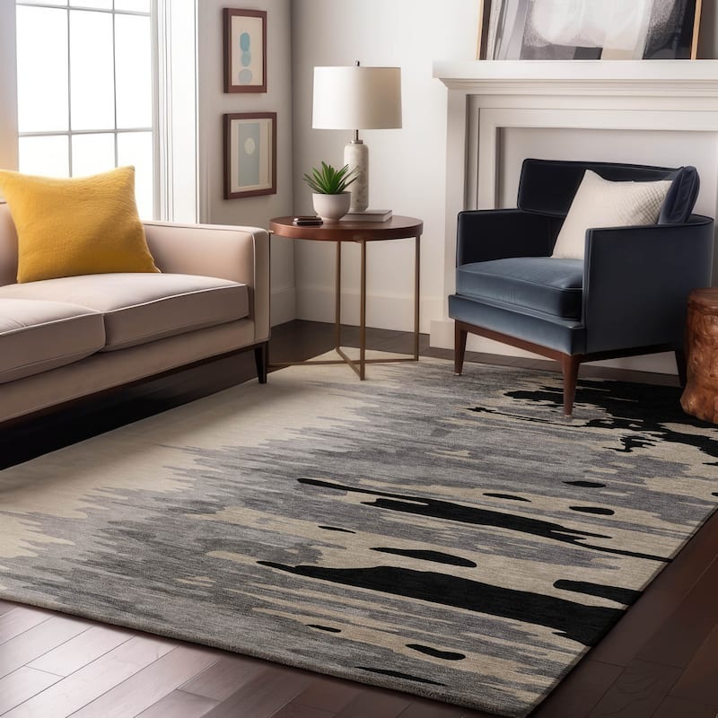 Premium Washable Super Soft Modern Ombre Mayfield Rug - Black - 10' x 14'