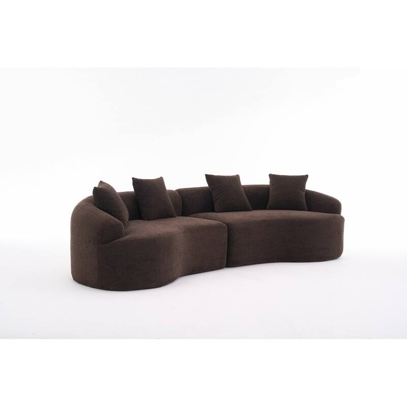 Curved Loveseat White Full Compression Sponge Sofa