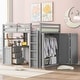 preview thumbnail 1 of 11, Full Loft Bed with Wardrobes & Desk, Solid Wood Loft Bed Frame w/ 2 Storage Drawers Cabinet, for Kids Teens Adults Bedroom, Grey Grey - Full