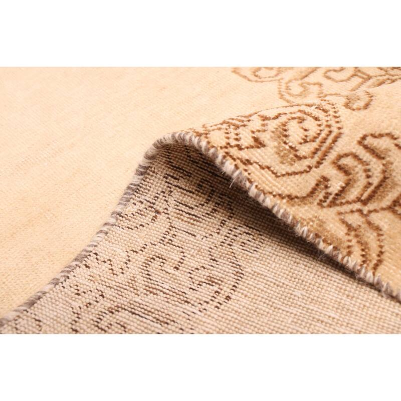 ECARPETGALLERY Hand-knotted Antalya Vintage Cream Wool Rug - 2'5 x 15'7