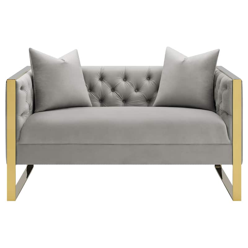 Eastbrook Velvet Upholstered Tufted Sofa Set Grey