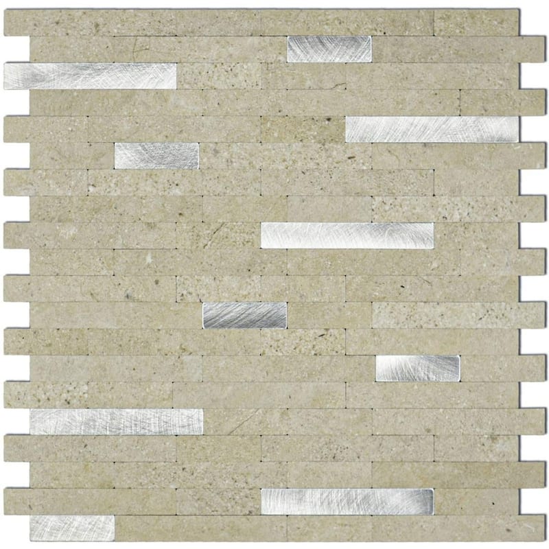 Art3d 12"x12" Peel and Stick Tile Backsplash for Kitchen, Aluminum Composite Tiles (5 Tiles)
