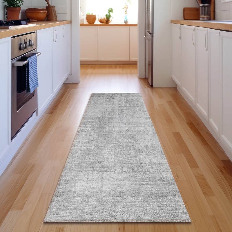 Premium Washable Super Soft Abstract Ombre Mayfield Rug - Silver - 2' 3" x 7' 6" - Runner