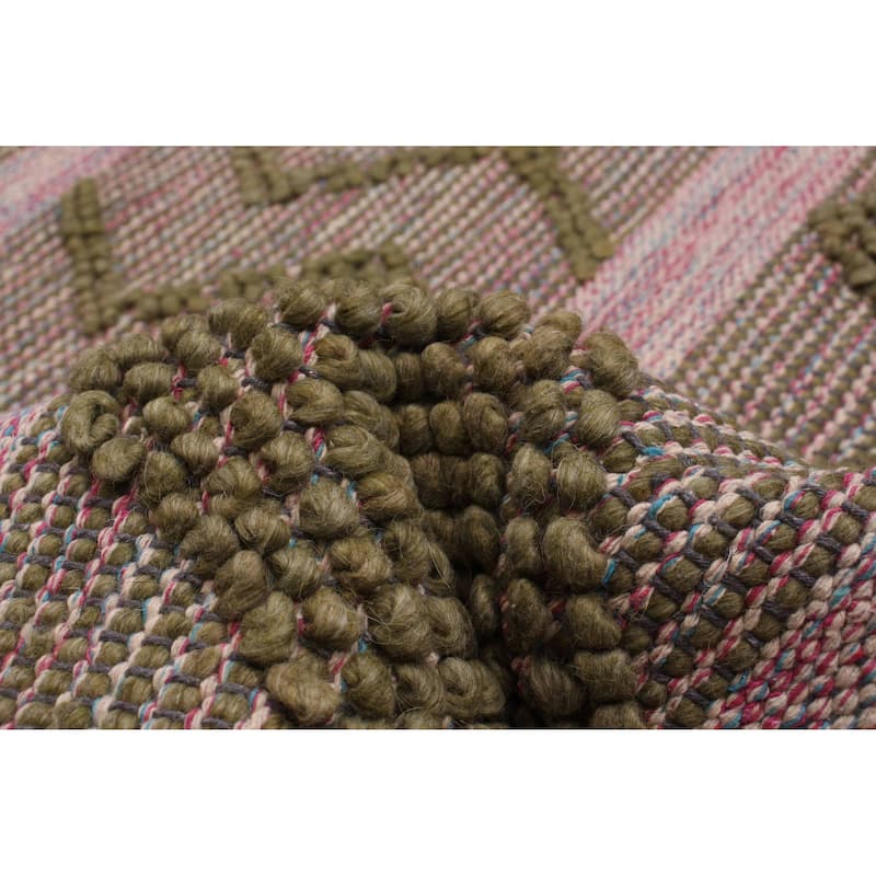 ECARPETGALLERY Braid weave Sienna Olive Wool Rug - 5'11 x 9'3
