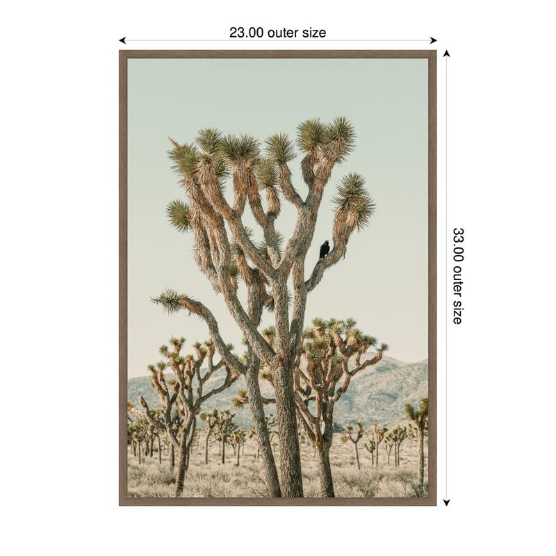 Kate and Laurel Joshua Tree With Crow by Alicia Bock Framed Canvas Wall Art Print