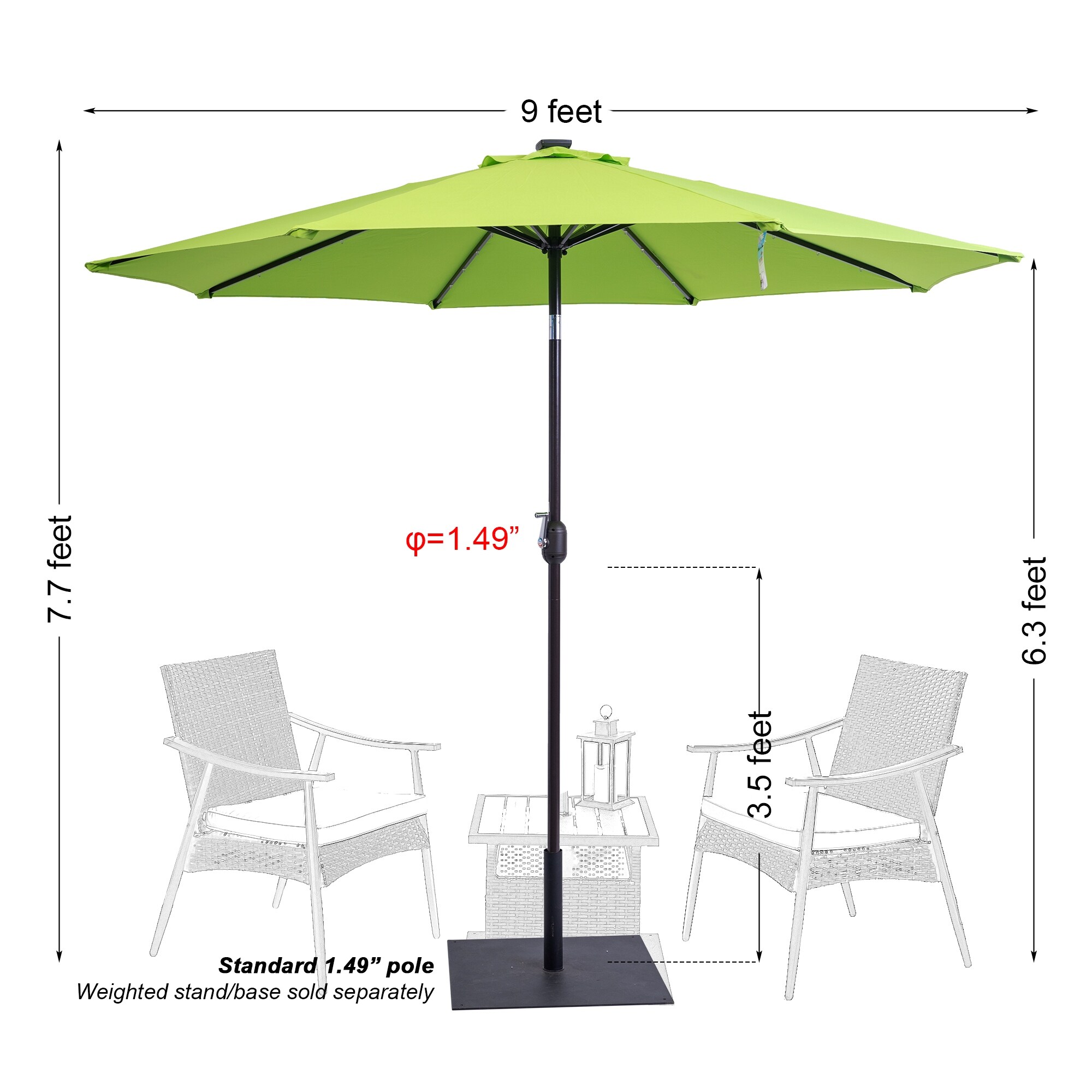 laten we het doen Deter mei Outdoor solar powered 32 LED illuminated umbrella - On Sale - Overstock -  34424092