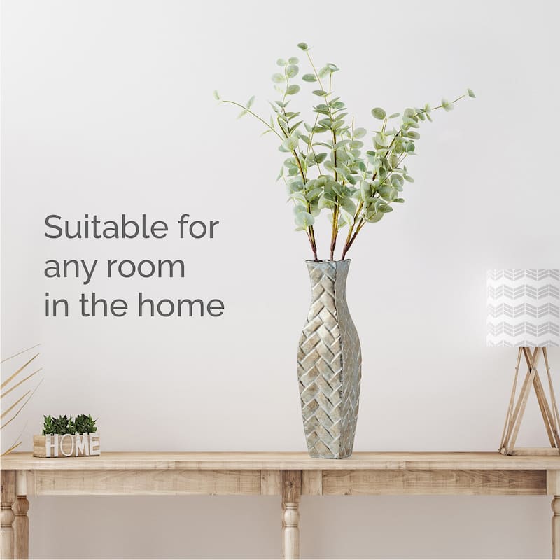 Elements Champagne Weave Metal Vase, 17 Inch
